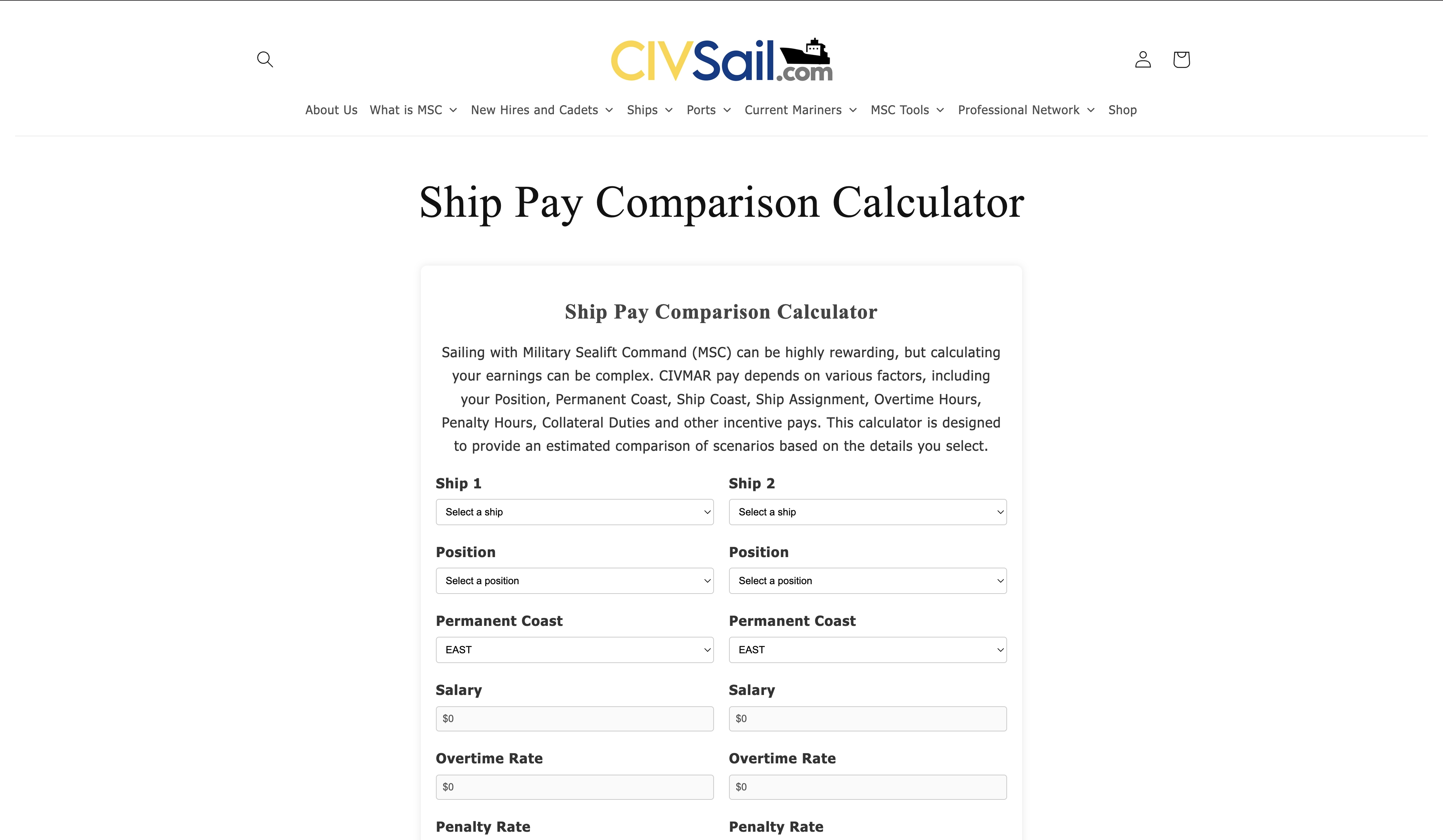 Civmar Calculator